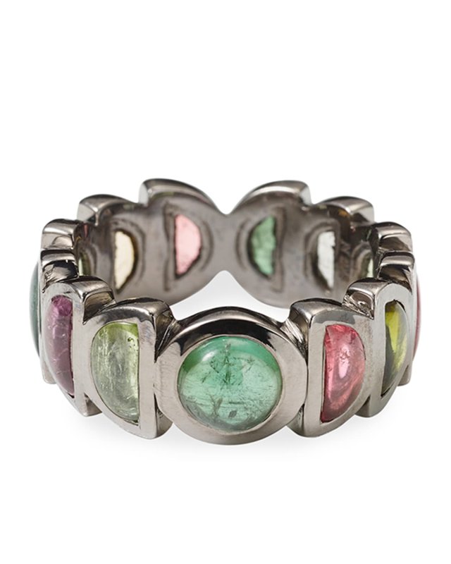 Luna Band Ring with Tourmaline, Size 6.5